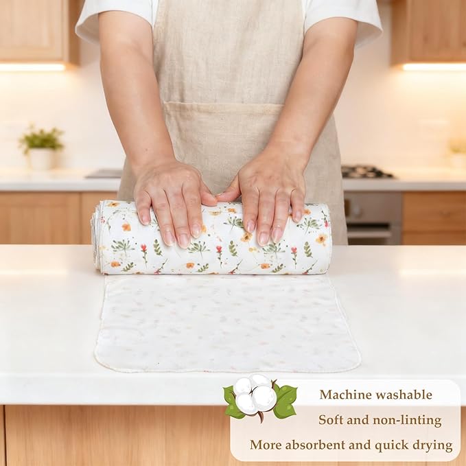 25 Pack Reusable Tissue Paperless Towel Roll Washable Cotton for Kitchen Towels Zero Waste Products Replacement Tissue (RT-E)