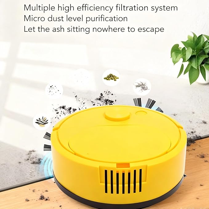 Ymiko Smart Sweeping Robot, Powerful Suction Cleaner USB Charging, Mini Robot Vacuum with Smart Technology for Wooden Flooring Tile Carpet Marble (Yellow)