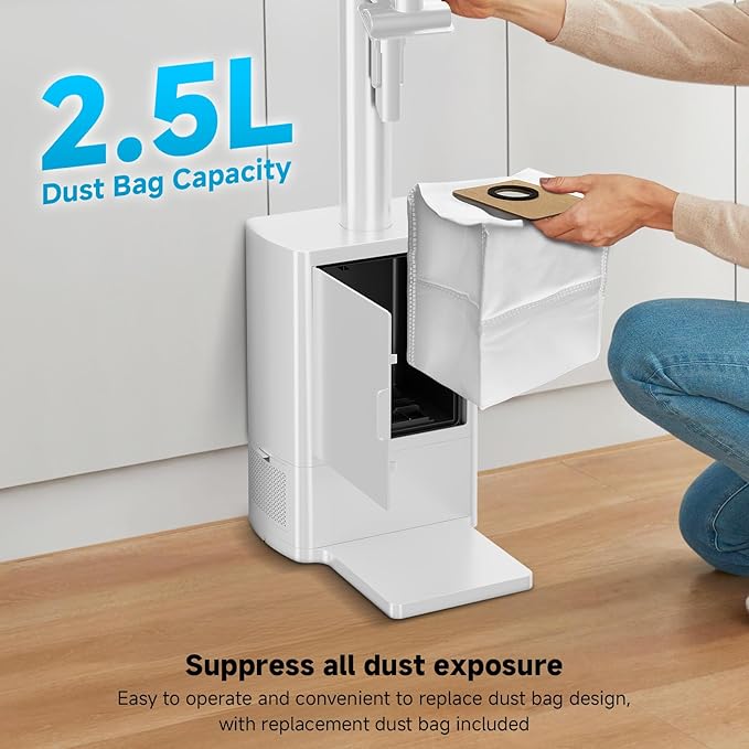 Cordless Stick Vacuum Cleaner with Auto Empty System Self-Charging Base, Powerful Suction for Pet Hair on Carpet & Hardfloor, Lightweight Anti-Tangled Handheld Vacuum, HEPA Filtration, Blue