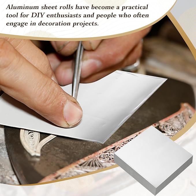 Yaocom 150 Packs Aluminum Metal Crafts DIY Foil 4 Inch x 4 Inch x 0.07 mm Thick for Art Project Aluminum Flashing Roll Wide Sheet Multipurpose Metal Sheets(Silver)