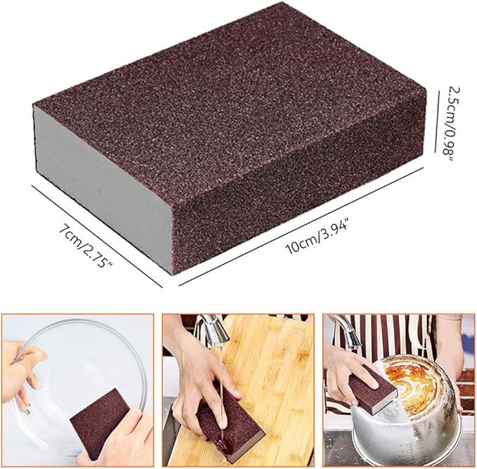 6-Pack Nano Emery Sponge Brush Eraser Scrub, Carborundum Cleaning Sponge Brush Household Cleaning Tools Cotton for Removing Rust Cleaning Kitchen Supplies