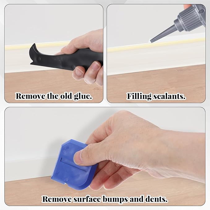 4 PCS Effective Caulking Tools Set, Sealant Finishing Grout Scraper, Easy to Operate Caulk Remover Tool, TPR Rubber Reuse and Portable for Kitchen Bathroom Floor Caulking Sink Cleaning Sealing