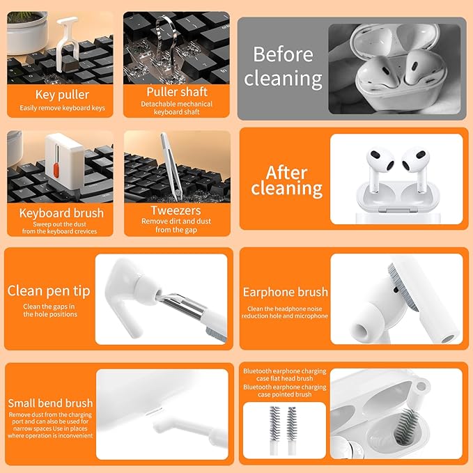 Phone Cleaning Kit Laptop Cleaner,Keyboard Cleaning Kit for Computer PC MacBook,32-in-1 Multi-Functional Electronics Cleaning Brush Tool for AirPod iPad iPhone Pro TV Screen Earbuds Camera Monitor