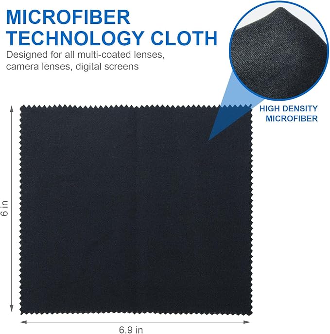 Premium Microfiber Cleaning Cloths for Eyeglasses, Screens, Camera Lenses, Ultra-Soft, Scratch-Free, Washable and Reusable, 6 Pack (Blue/Beige)
