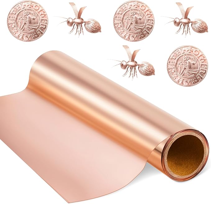 Yaocom 1 Roll Aluminum Metal Crafts DIY Foil 12 Inch x 5 ft x 0.1 mm Thick for Art Project Aluminum Flashing Roll Wide Sheet Multipurpose Metal Sheets for DIY and Crafting Projects (Bronzer)