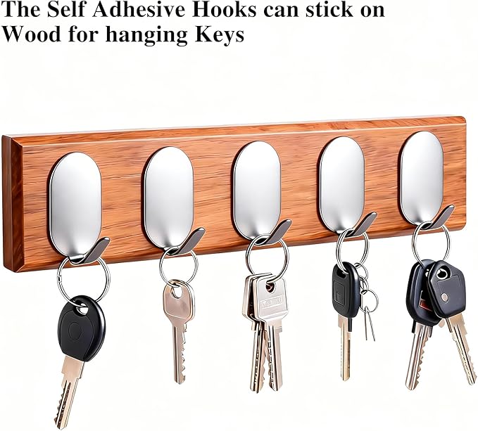 Sticky Adhesive Hooks for Hanging, Key Hooks, Stainless Steel Wall Hooks, Command Hooks, Coat Hooks, Door Hooks, Towel Hanger, Metal Hook, Utility Hooks,Picture Hanger, Storage Hooks,10Pcs (Silver)
