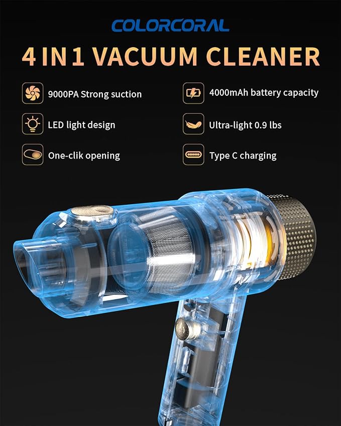 COLORCORAL Mini Vacuum Cleaner and 2Pack Cleaning Gel Universal Dust Cleaner for Car Vent Keyboard