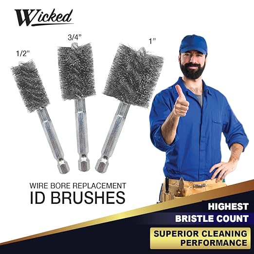 WICKED Professional ID Copper Tube Pipe Cleaner Replacement Brushes (3/4" (2-Pack))
