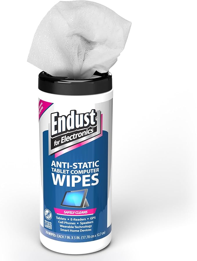 Endust For Electronics; Anti-Static Screen & Surface Cleaning Wipes; For Tablet, E-Reader, Monitor, Laptop, Phone, TV, and More; Pre-Moistened, Alcohol & Ammonia Free, 140 Wipes (Pack of 2)
