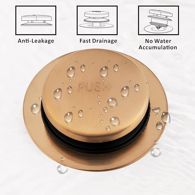 Artiwell Universal Tip Toe Bath Drain Stopper and Cover, Bathtub Drain Stopper, Replaces Lift and Turn, Tip-Toe and Trip Lever Drains for Tub, EZ Installation and Clearing (Champagne Bronze)