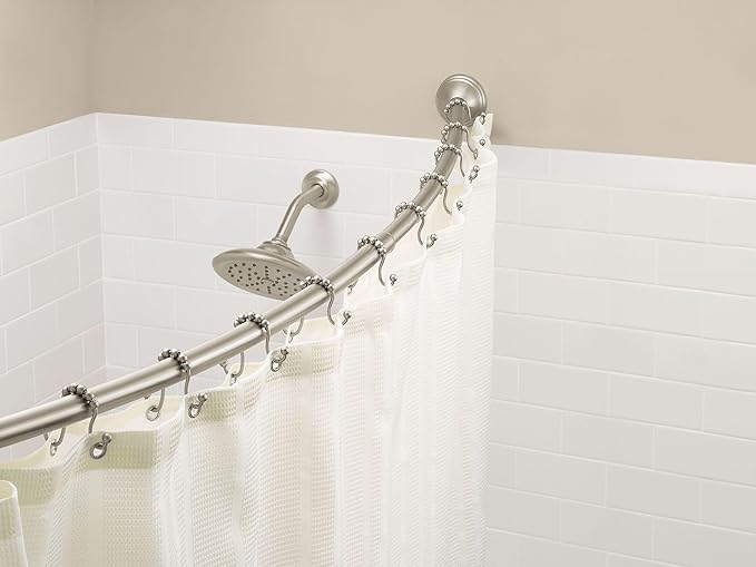 Moen Brushed Nickel Shower Curtain Rings with Double Hooks for Bathroom Shower Rod, (Pack of 24), SR2201BN