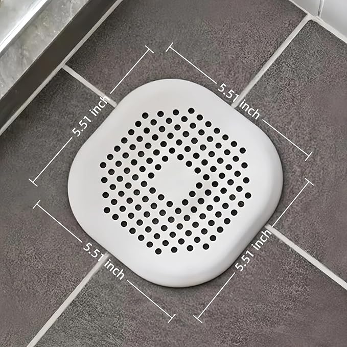 2-piece Silicone Hair Collector, Square Shower Drain Cover with Strong Suction Cup, Anti Clogging Hair Collector for Bathtub, Shower and Bathroom Drainage (Orange)