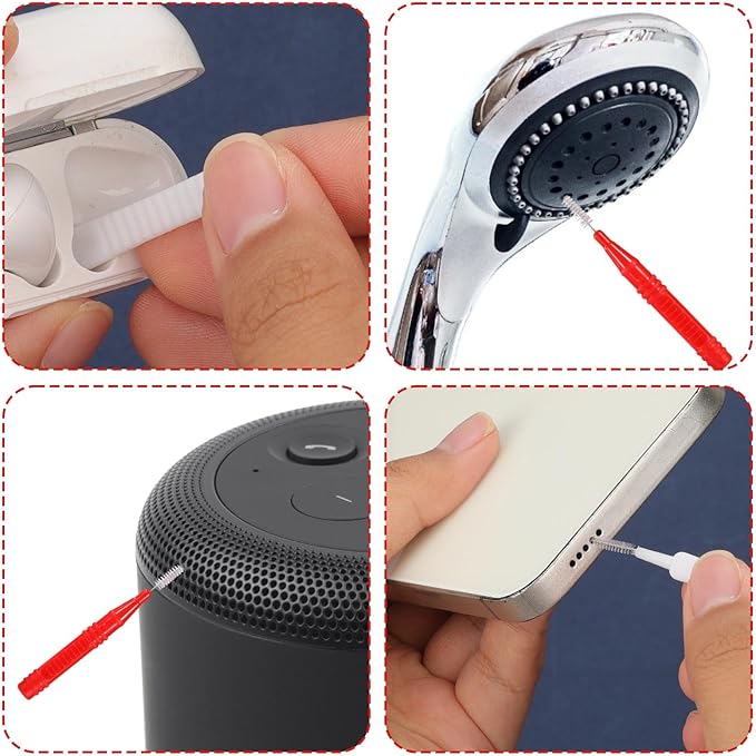70pcs Shower Head Cleaning Tools, Including 20 Cleaning Brushes and 50 Shower Hole Cleaner Picks Brushes Unclogger Accessories for Showerhead Small Holes Faucets Sink Gaps Nozzles(Red & White)