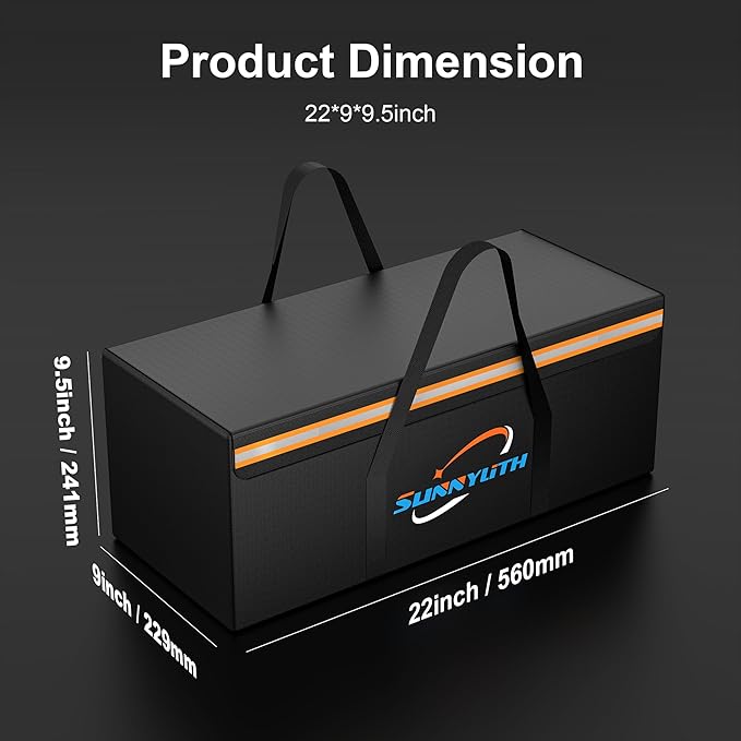 12V 200Ah LiFePO4 Lithium Battery Fireproof Safe Bag, Large Capacity Explosion-proof Lipo Battery Bag for Charging and Storage, Waterproof Box for Documents and Valuables - 22×9×9.5in