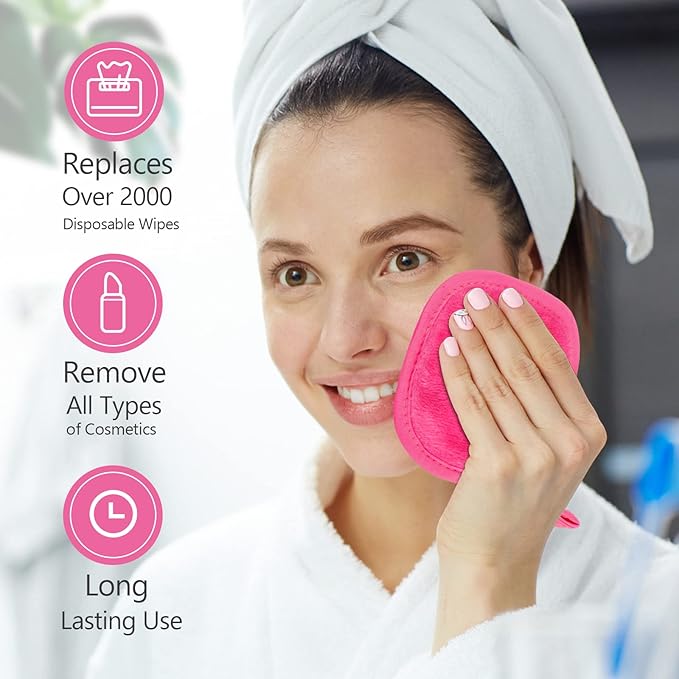 Orighty Makeup Remover Cloths 24 Pack, Makeup Removal Face Cleaning Cloth, Reusable Make Up Remover Pads Remove Instantly Dirt with Just Water, 5 x 5 in