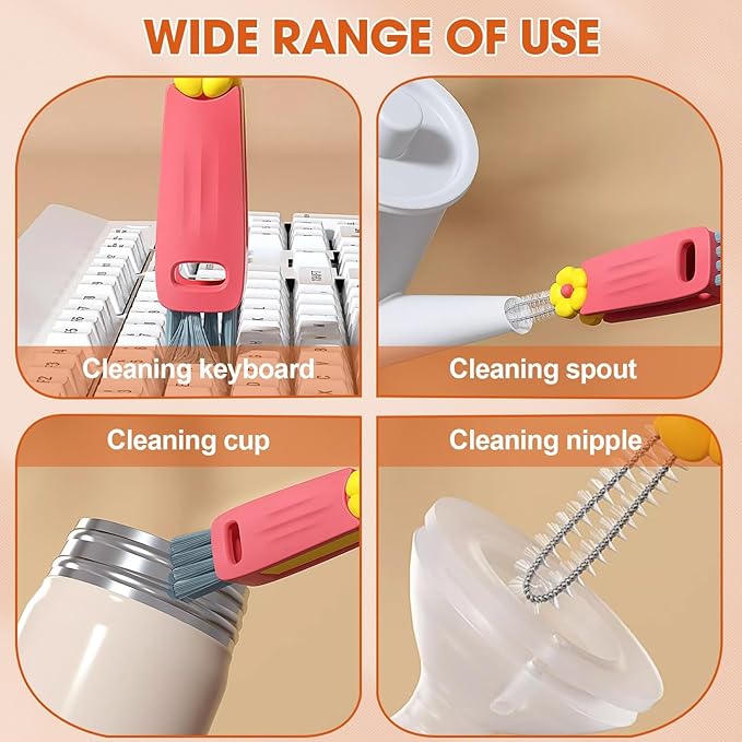 3 in 1 Cup Lid Cleaning Brush, Multifunctional Cleaning Brush Portable Cup Lid Cleaner for Bottle Gap Tight Spaces Cup, Portable Cup Lid Cleaner, 1 Pcs Blue