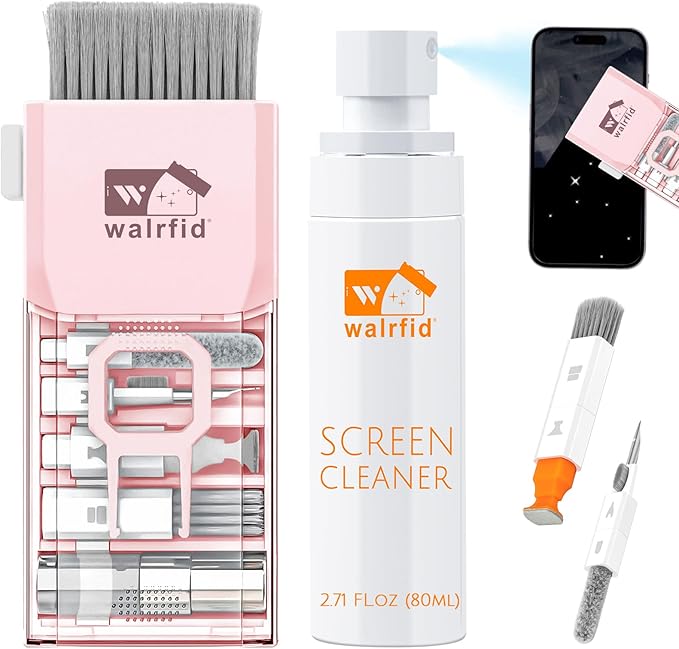 walrfid Laptop Keyboard Cleaner Kit with 80ml Screen Cleaner Spray, All-in-1 Phone Computer Screen Cleaning Tool for iPhone iPad MacBook, Multi-Function Electronics Cleaning Kit for PC, TV, Camera
