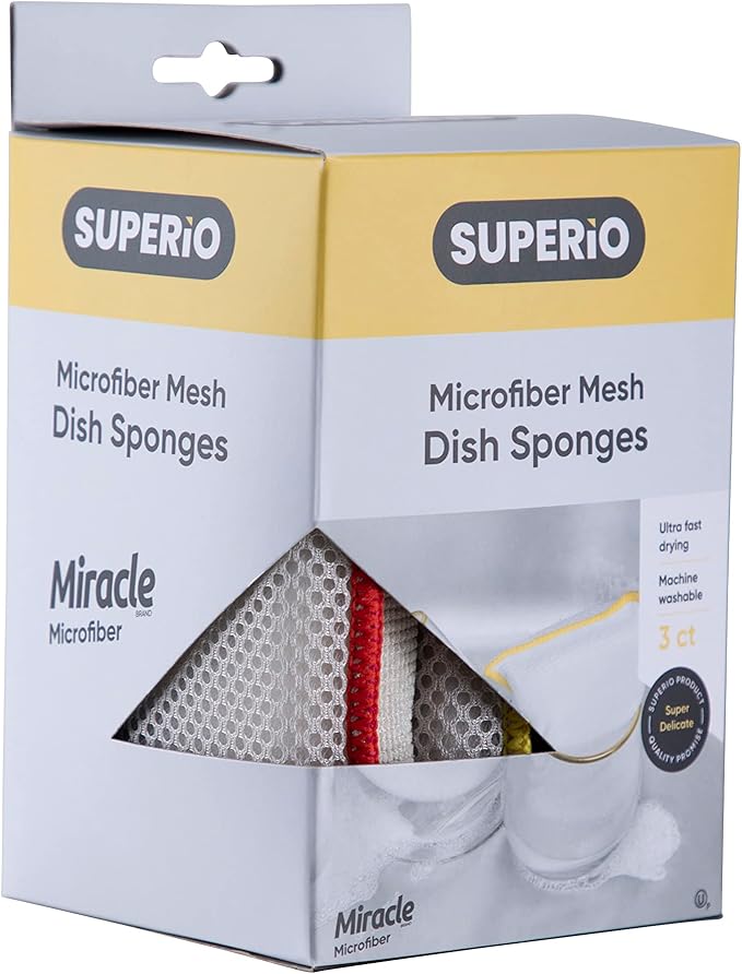Microfiber Sponges for Dishes Kitchen Sponges Non-Scratch Sponge Dish Scrubber Heavy Duty Household Cleaning Sponges Multi-Purpose Cleaning Supplies Dish Sponge Kitchen Sponges Pack of 12