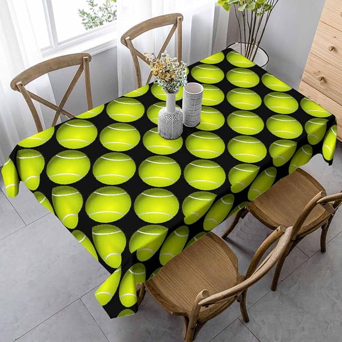 Tennis Table Cloth 52x70 Sport Leisure Recreation Yellow Green Rectangular Tablecloth Polyester Washable Table Cover for Dining Kitchen Banquet Picnic Decorative