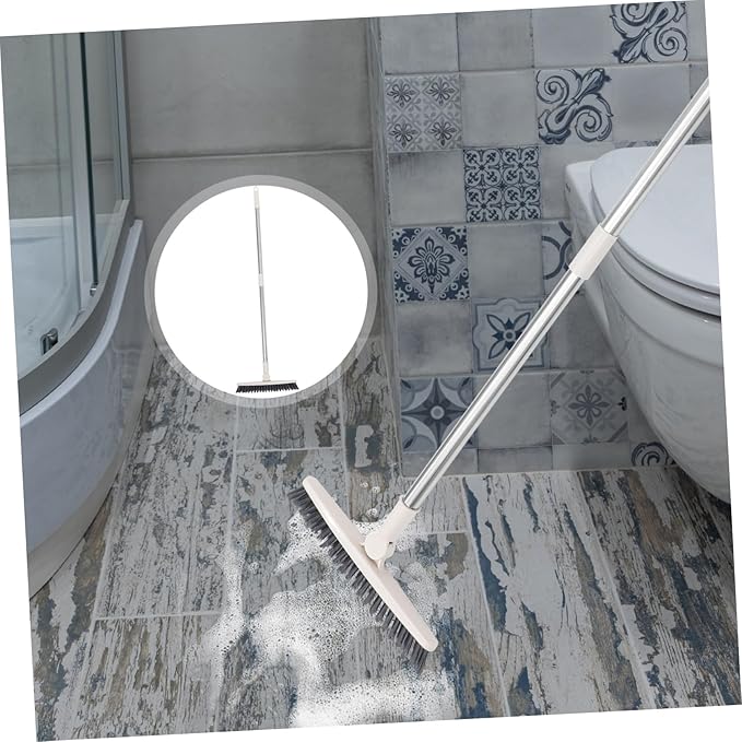 Rotatable Long Handle Floor Gap Brush with Stiff Bristles for Deep Corner Cleaning Multi Use Scrub Tool for Window Tracks Shower Doors Bathroom Grout and Sliding Door Crevices