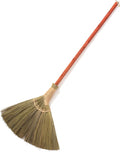 Vietnamese Natural Straw Broom – Handmade Soft Grass Broom for Indoor & Outdoor – Red Long Wooden Handle Broomstick for House, Kitchen, Garage – Wedding Jumping Broom with 46.46'' Length
