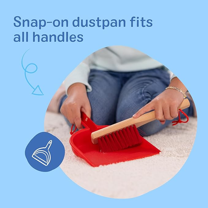 Melissa & Doug Dust Sweep Mop 6-Piece Pretend Play Set, Toddler Toy Cleaning, Pretend Play Home Cleaning, Kids Broom and Mop Set for Ages 3+
