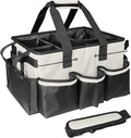 Cleaning Bags for Housekeepers, Large Cleaning Supplies Organizer with Handles & Shoulder Strap, Cleaning Caddy Bag with Foldable Divider for Cleaners, Car Horse Cleaning Bag(White)