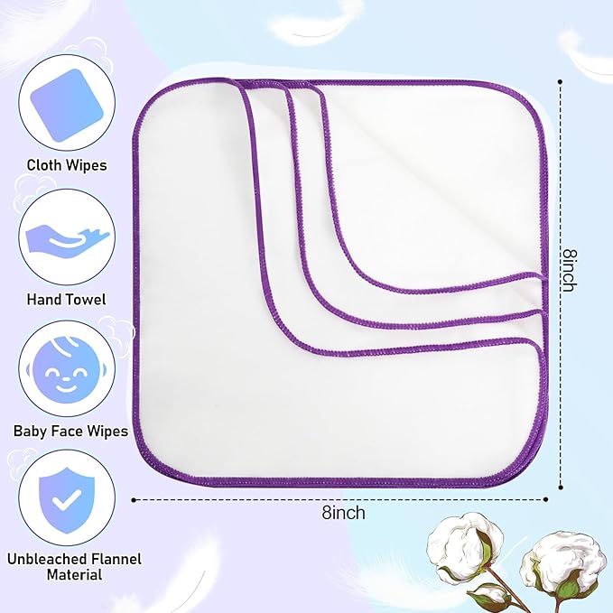 54 Packs Flannel Reusable Baby Wipes Cloth Wipes with Black Upgraded Wipes Dispenser, Soft & Natural Skin Friendly Cloth Wipes, Body Face Hand Washcloth Essential for Cloth Diapers
