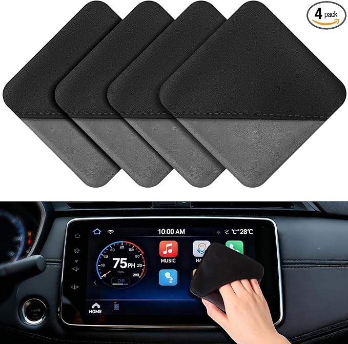 4 Pcs Car Screen Cleaner Car Touch Microfiber Screen Cleaner Cloth Cleaning Wipes Interior Pad for Vehicle Dashboard LCD Accessories 4.13×4.13 Inches(Square)