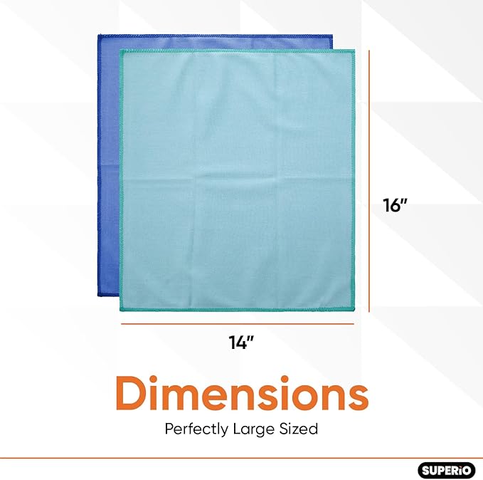 Superio Microfiber Glass Cleaning Cloth, Mirror & Window Miracle Cloth Lint & Streak Free, Washable, Large Eco-Friendly for Electronics, Cars, Tv Screens, Glasses...