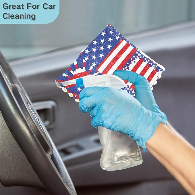 ALAZA Dish Towels 4th of July American Independence Day Dish Cloths Absorbent Lint Free Bar Tea Soft Towel Kitchen Accessories Set of 6, 11"x11"