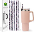AIERSA 6 Pack Leopard Straw Replacement 40oz for Stanley,Plastic Reusable Straw for Stanley Adventure Quencher Travel Tumbler,Long Straws with Cleaning Brush for Stanley Cup Accessories