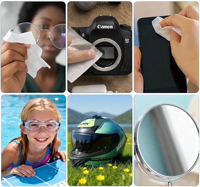 Anti Fog Wipes for Glasses (100-pack) | Pre-Moistened, Quick Dry & Scratch Free for Laptop Screens, Optical Lens, Goggles, Smart Phone and Watch Screens (Extra Large)