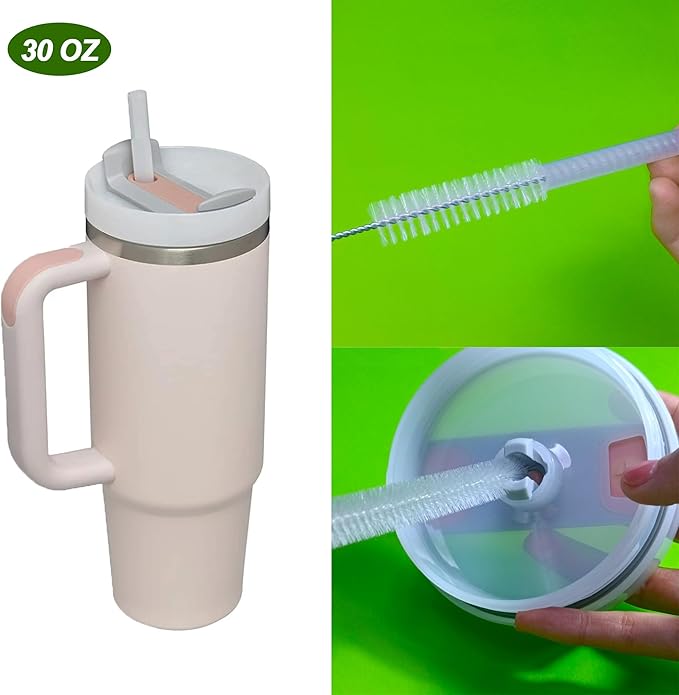 Straw Cleaner Brush Extra Long 12 Inch，Straw Brush Cleaner Stainless Steel Nylon Bristles Cleaner Brush for Cleaning Stanley Tumbler,Straws, Water Bottles, Coffee Makers,Pet Water Fountain 4-Pack