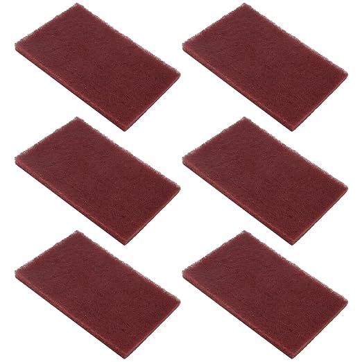 BokWin 6Pcs Red Scuff Pads Very Fine Grade General Purpose Sanding Hand Pads 200 x 125mm/8" x 5"