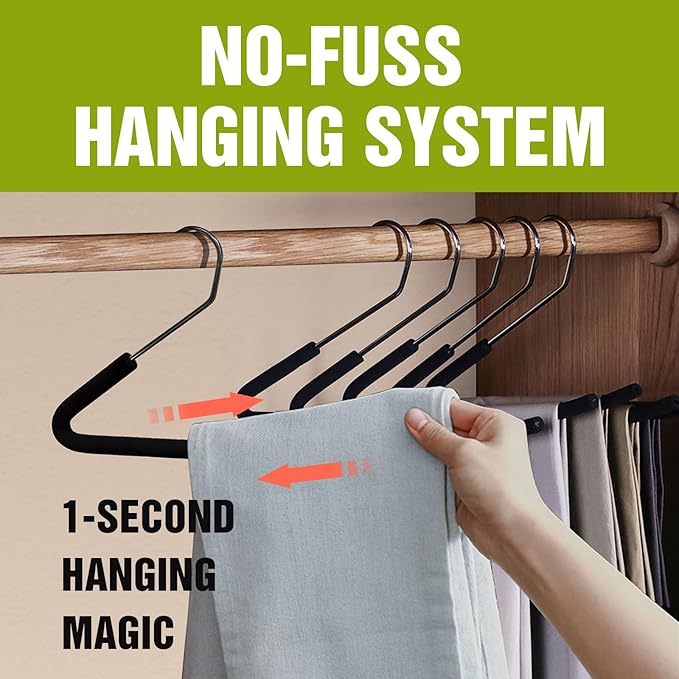 Spring Fever Open Ended Non Slip Sponge Padded Pants Hangers - Chrome Plating Foam Heavy Duty Space Saving Beige Long 20