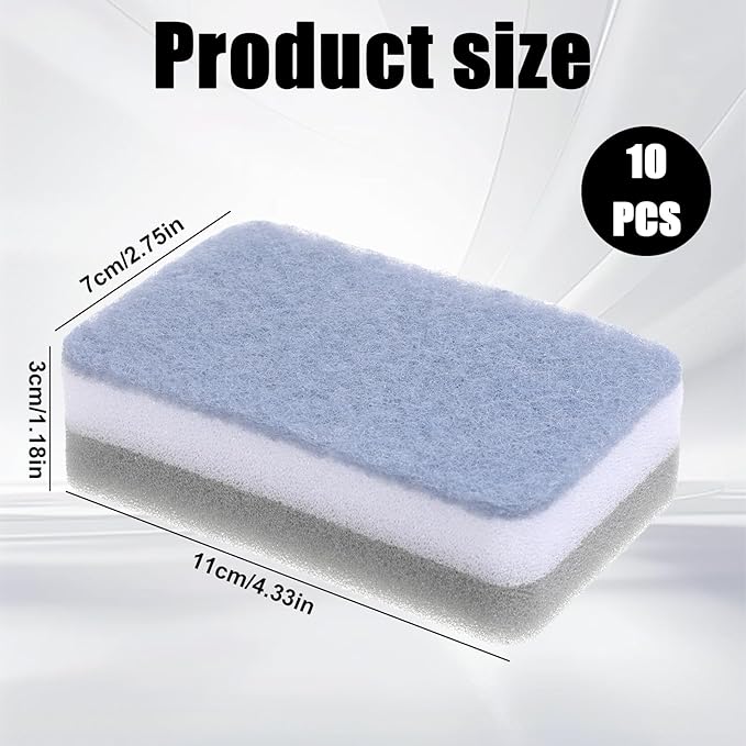 10pcs Dishwashing Sponge Kitchen Dish Sponge Scouring Pad Non-Scratch Double-Sided Cleaning Sponges Heavy Duty Scrub Sponges for Kitchen Cleaning Sponges for Dishes
