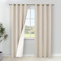 YoungsTex Oatmeal Linen 100% Blackout Curtains 90 Inch Length for Bedroom, Full Room Darkening Thermal Insulated Drapes with Grommet Black Out Blinds for Living Room, 2 Panels, 52 X 90 Inch