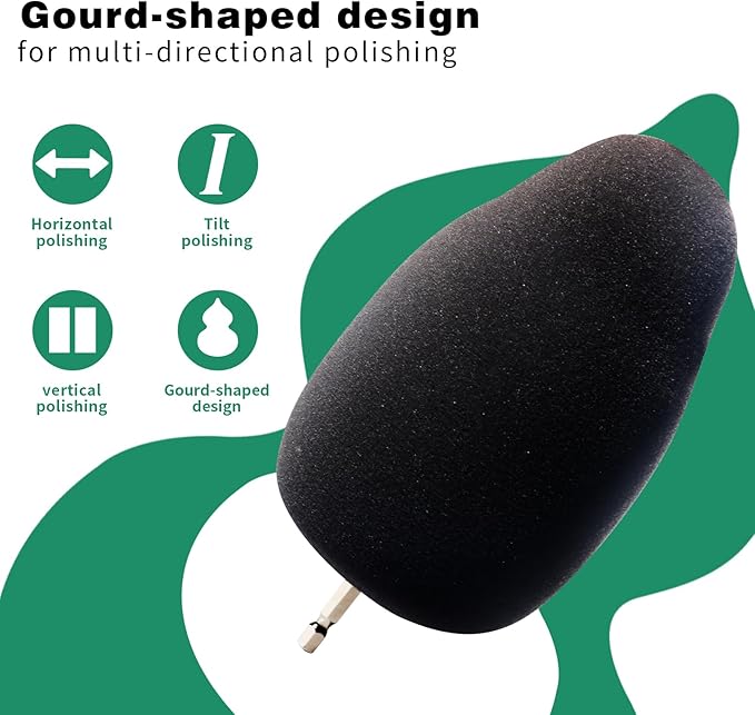 Wheel Polisher Kit for Drill,1/4" Hex Shank for Standard Household Drill/Impact Driver,Gourd Head Design is Very Suitable for Cleaning All Kinds of Wheels, Exhaust Tips,Grilles & etc.