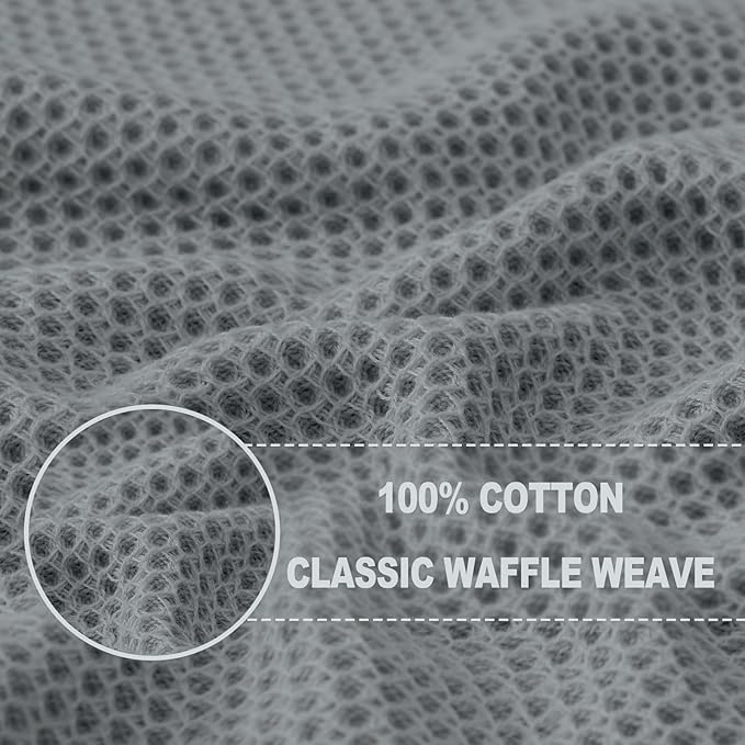 Homaxy 100% Cotton Waffle Weave Kitchen Dish Cloths, 7-Pack Ultra Soft Absorbent Dish Towels, Quick Drying Dish Rags, 12 x 12 Inches, Grey