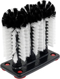 Glass Washer Brush Cleaner Bristle Brush with 3 Brushe Heads & Suction Base for Beer Cup, Long Leg Cup, Red Wine Glass and More Bar Kitchen Sink Home Tools