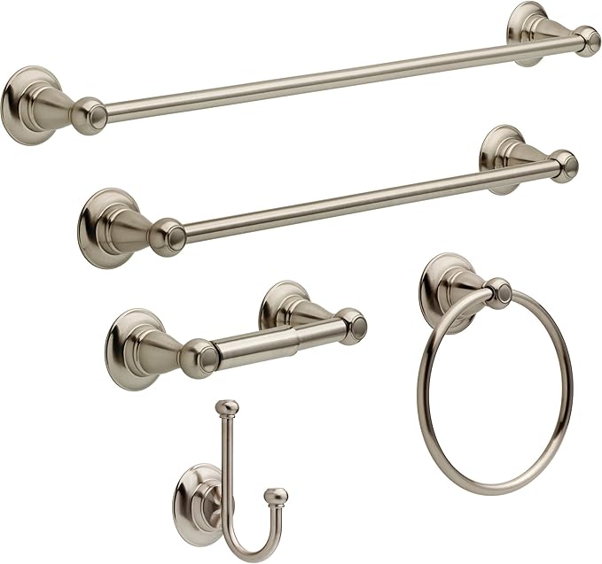Delta Porter (1-Pack) Towel Hooks SpotShield Brushed Nickel Double J, Wall Mounted, Robes Holder Bathroom Accessories PTR35-BN