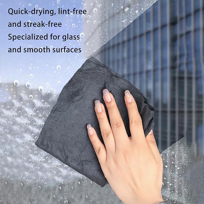 10 Pack Extra Size Magic Cleaning Cloth 11.8"x15.8" Magic Cleaning Cloths for Glass Reusable Lint Free with Strong Water Absorption for Cars & Home Dark Gray
