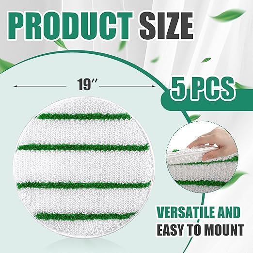 Tioncy 5 Pcs 19 Inches Synthetic Carpet Bonnet Scrubber Brush Carpet Bonnets Pads Commercial Grade Rug Scrubber Abrasion and Absorbency with Cleaning Strips