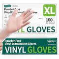 Vinyl Disposable Exam Gloves, Clear 4 Mil Powder-Free Latex-Free Medical Food-Safe Cooking Cleaning Glove, 100 Pcs (X-Large)