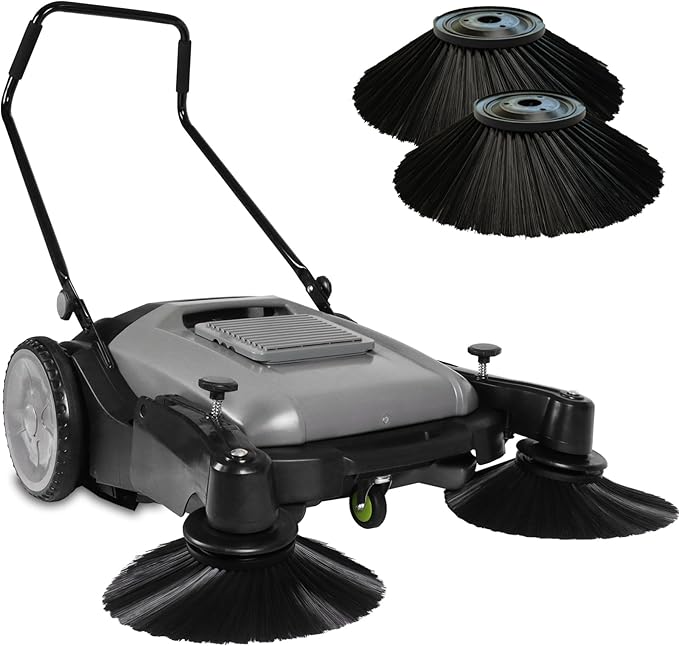 Industrial Manual Push Sweeper - 41" Wide | 14.5 Gal - Non-Electric Sweeper for Warehouse & Streets, Gas Stations & Parking Lots