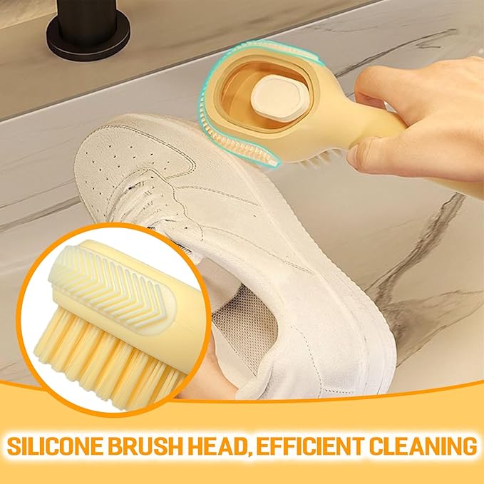 Soap Dispenser Scrub Shoe Brushes for Cleaning, Multi-Function Liquid Adding Soft Fur Cleaning Brush for Stains, Shoe Scrubber Brush,2 Pack