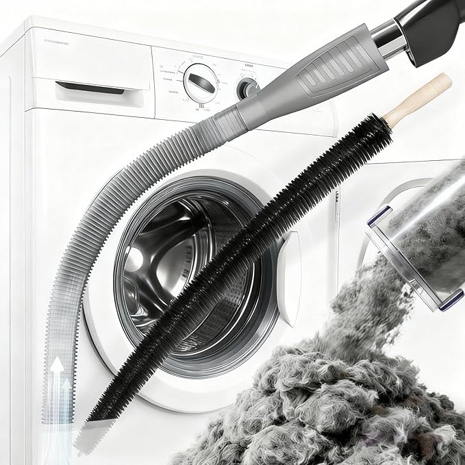 2026 Upgraded Dryer Vent Cleaning Kit for Vacuum, Universal Dryer Lint Vacuum Attachment with Long Flexible Hose & Brush, Dryer Lint Vac Attachment for Quick Lint Removal, for Vacuum Cleaners (Gray)