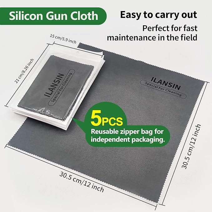 Silicon Gun Cloth 12'' ×12'' Gun Cleaning Cloths Lint Free - Gun Cleaning Wipes with Silicon Gray Gun Cleaning Rags for Gun Cleaning/Polishing Silicon Rags/Rust Wipes