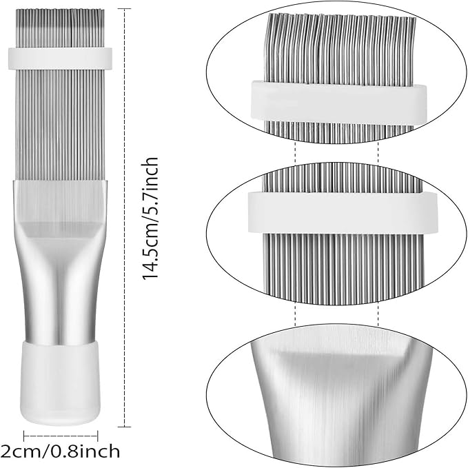 Air Conditioner Condenser Fin Comb Cleaner kit, Air Conditioner Fin Cleaner Brush Kit, Kitchen Small Appliances Coil Whisk Clean Brush Stainless Steel Metal Fin Comb, Evaporator Radiator Repair Tool